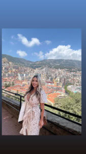 View of Monaco from above with the mountains in the back.
