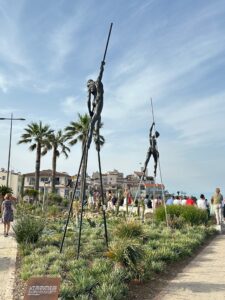 Stunning outdoor sculpture park with modern art statues and lush landscaping in Antibes, France.