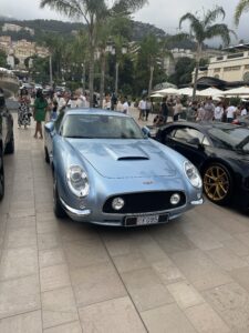Aston Martin vintage car at luxury car show in Monaco.