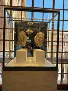 two solid 18K gold sculptures, which are portraits of His Serene Highness Albert II, Sovereign Prince of Monaco in the Prince's Palace in Monaco.