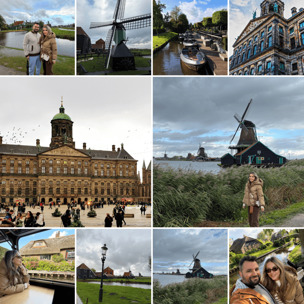 Windmills and the Royal Palace Amsterdam Netherlands